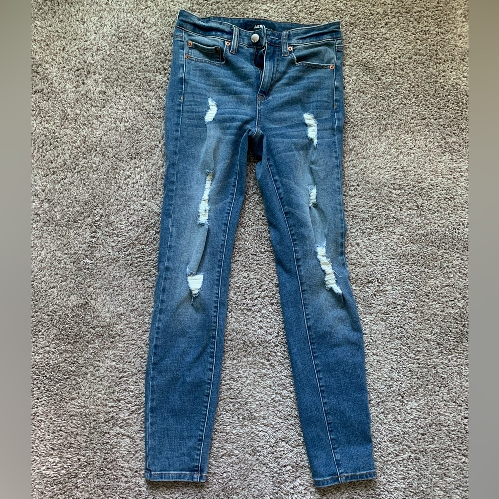 Stylish Blue Distressed Women Aero Skinny Jean Jeggings